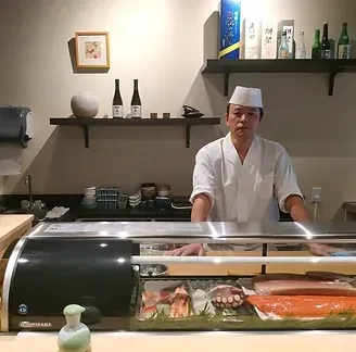 Chef Masaaki Toyokawa at the sushi counter